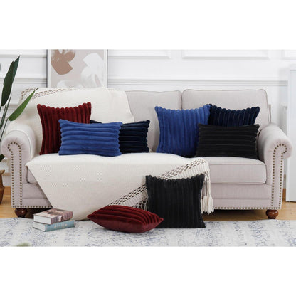 2er Set Kunstpelz Kissenbezüge Flauschig Dunkelblau 45x45 cm