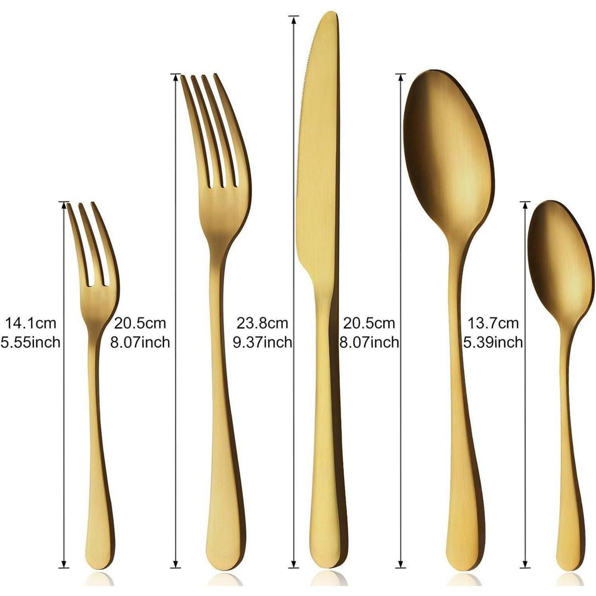 Besteckset für 12 Personen, 60-teilig, Matt Gold, Edelstahl