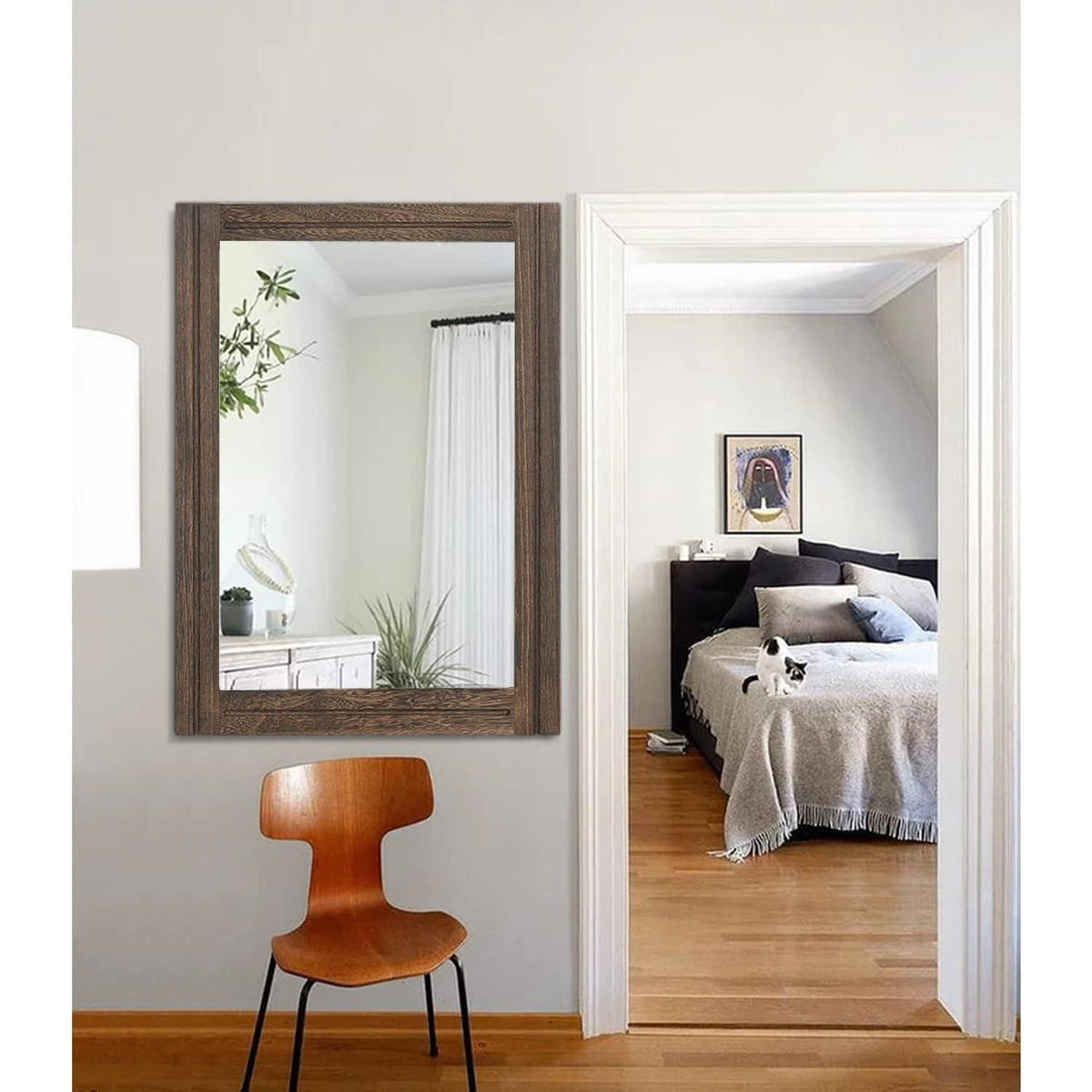 Rustikaler Holzspiegel 70x50 cm – Wandspiegel für Schlafzimmer & Wohnzimmer