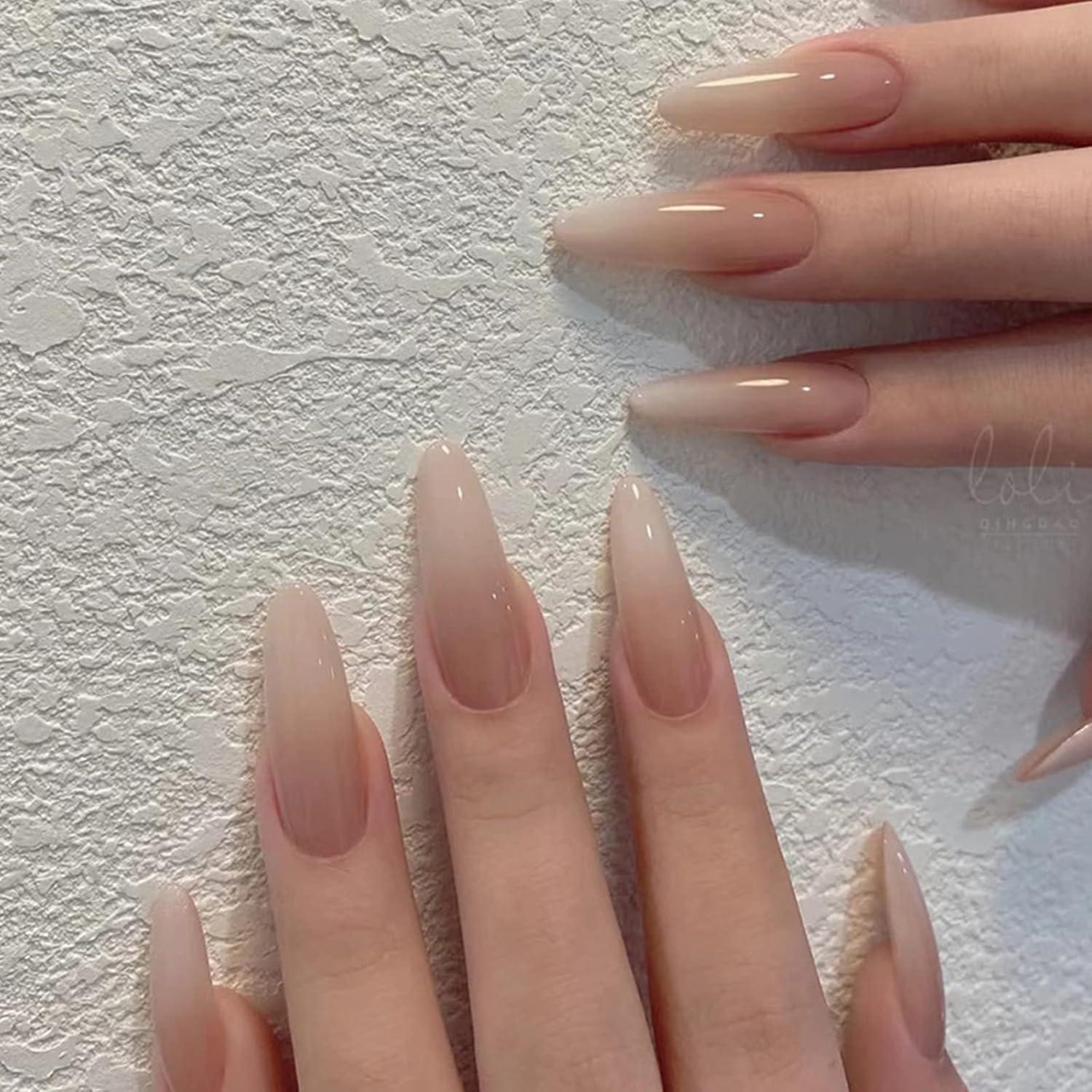 24 Stück Stiletto Nägel Aufkleben Nude Gradient Kunstnägel