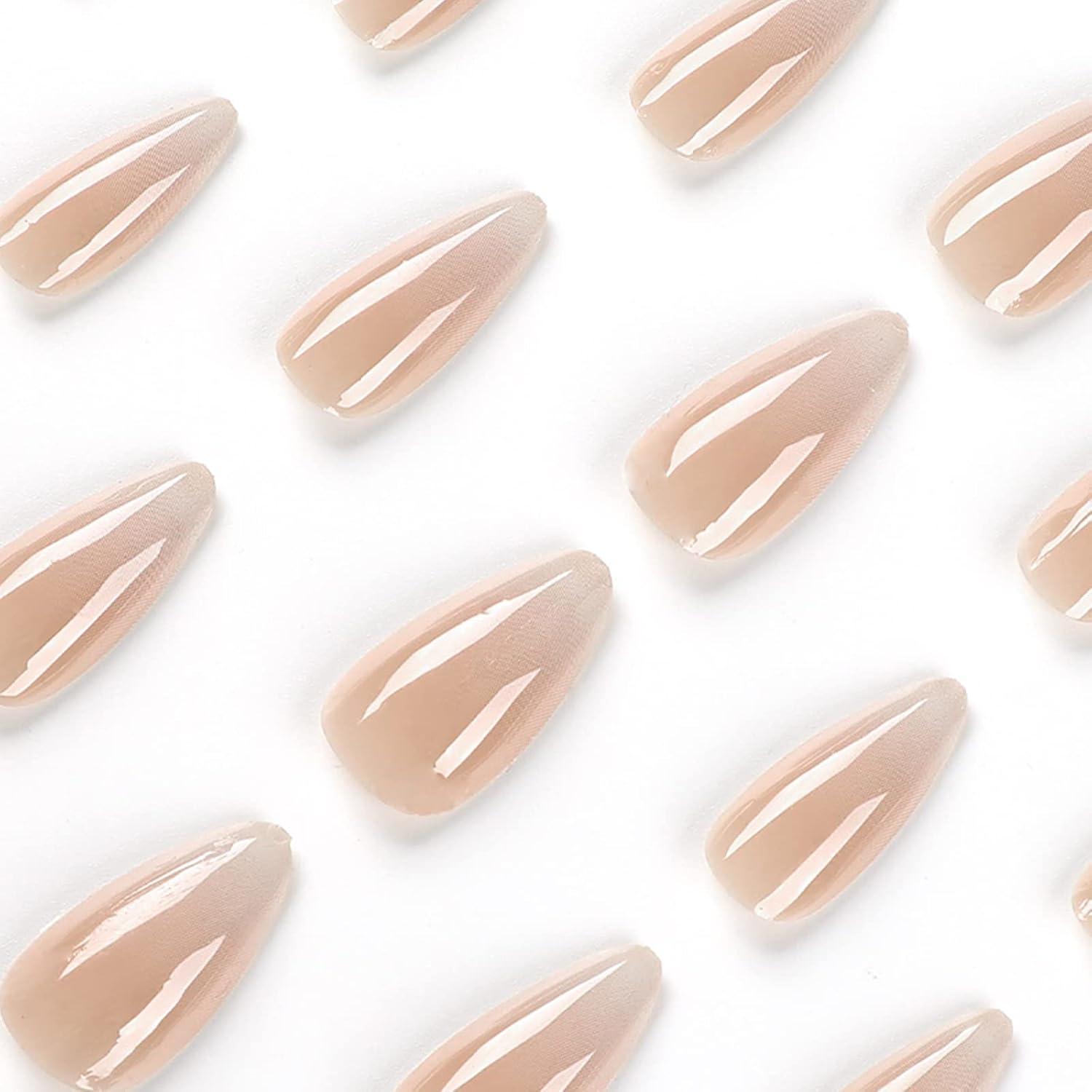 24 Stück Stiletto Nägel Aufkleben Nude Gradient Kunstnägel