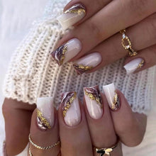 24 Stück Künstliche Nägel Press on Nails Gold Glitzer French