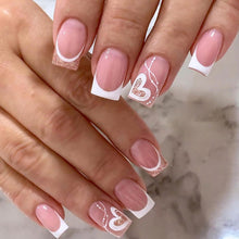 24er Valentinstag Glitzer Herz Nägel - Press on Nails, Rosa Fake Nägel