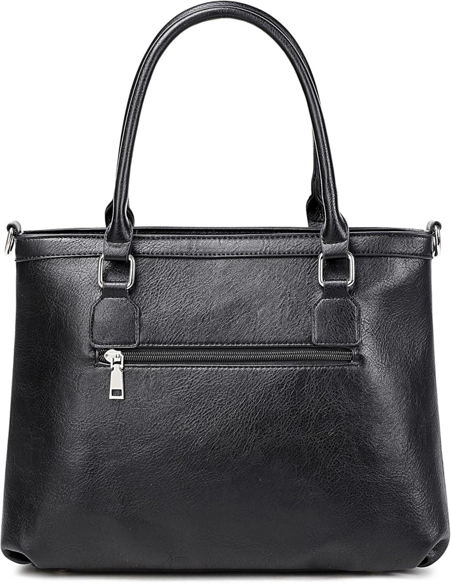 Große Damen Henkeltasche Schwarz - Leder Shopper
