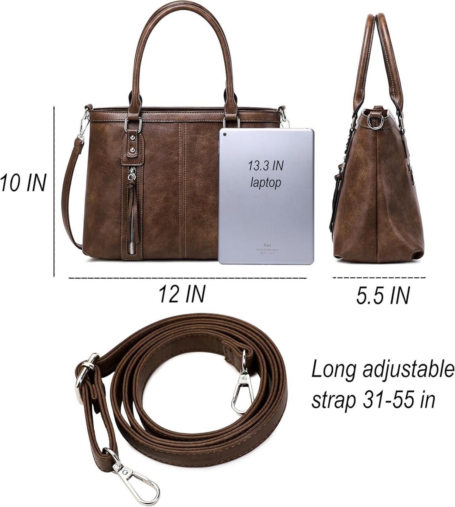 Große Damen Henkeltasche Leder Shopper Schultertasche Schwarz