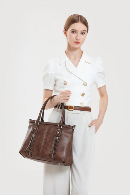 Henkeltasche Damen Leder Schultertasche Groß Weich Schwarz