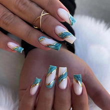24 Stück Grüne Mittellange Künstliche Fingernägel Press on Nails