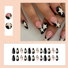 24 Stück Schwarz Weiß Mandel Press On Nails Mittel Acryl