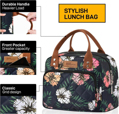 Isolierte Lunchtasche Kühltasche Blumen 2 für Arbeits Mittagessen 27x21x15cm