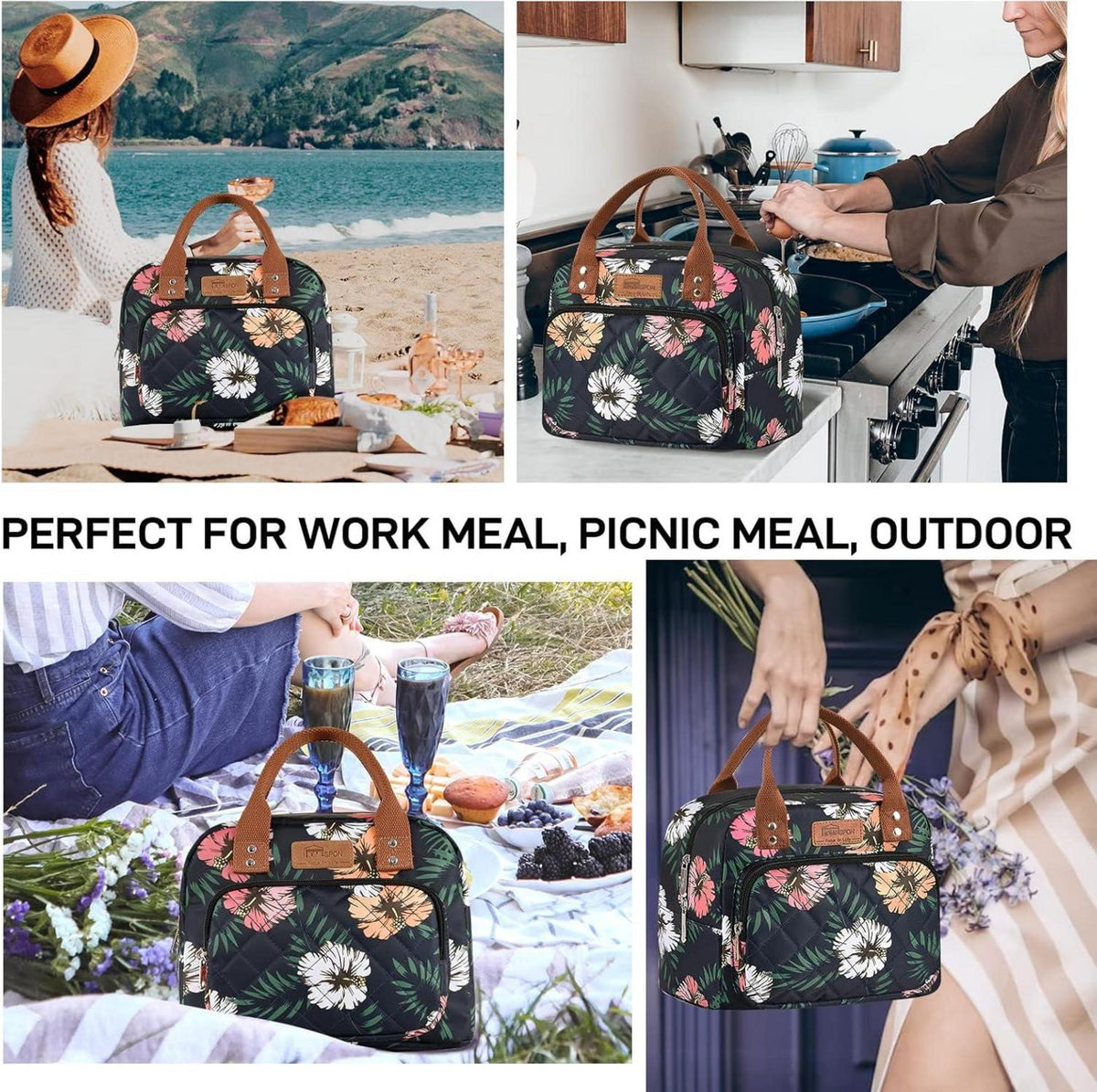 Isolierte Lunchtasche Kühltasche Lunchbox Behälter Blumenmuster