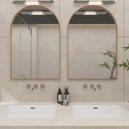 Gewölbter Badezimmerspiegel 60x75cm mit Goldrahmen - 2er Set