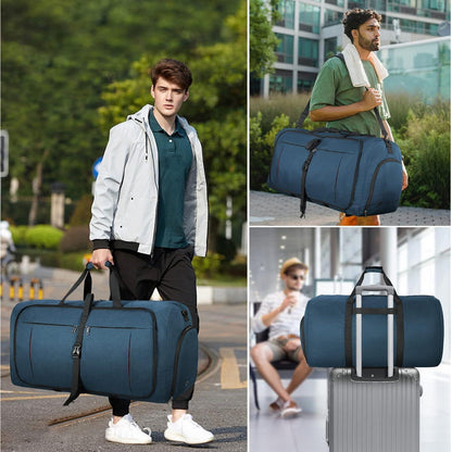 Faltbare Reisetasche 100L Sporttasche mit Schuhfach Blau