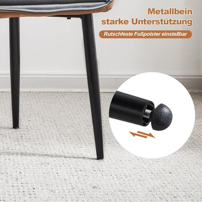 Esszimmerstühle Set 6er – Grau & Braun, Armlehnstuhl in Lederoptik