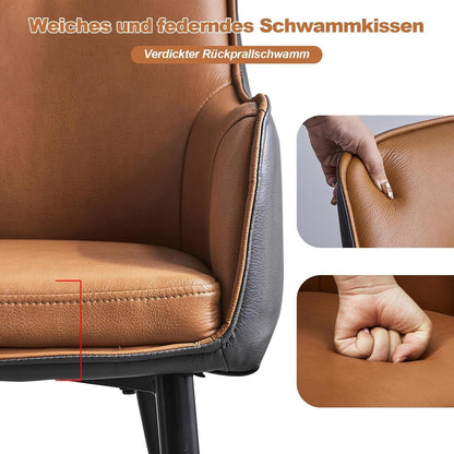 Esszimmerstühle Set 6er –, Braun & Grau, Modern in Lederoptik