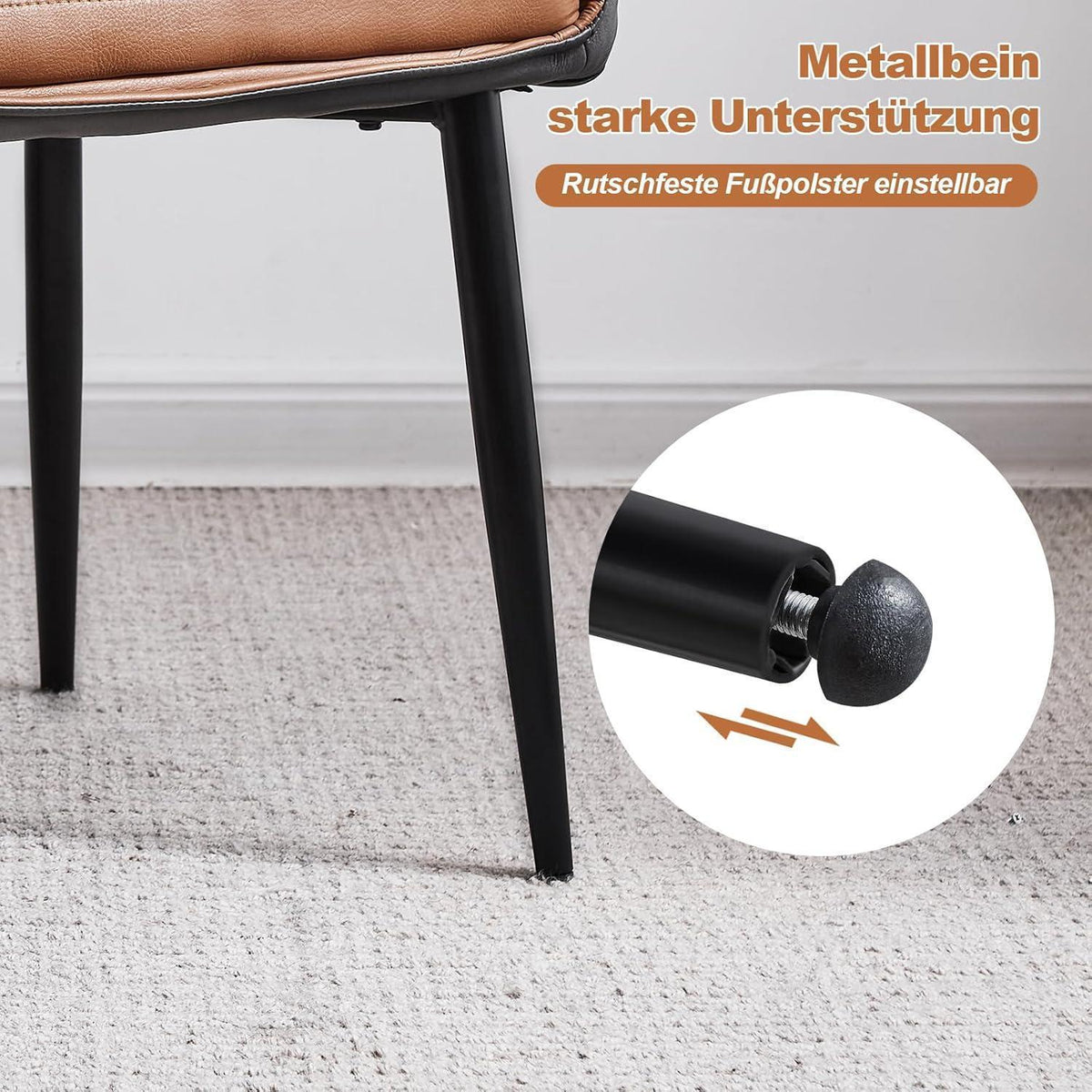 Esszimmerstühle Set 6er –, Braun & Grau, Modern in Lederoptik