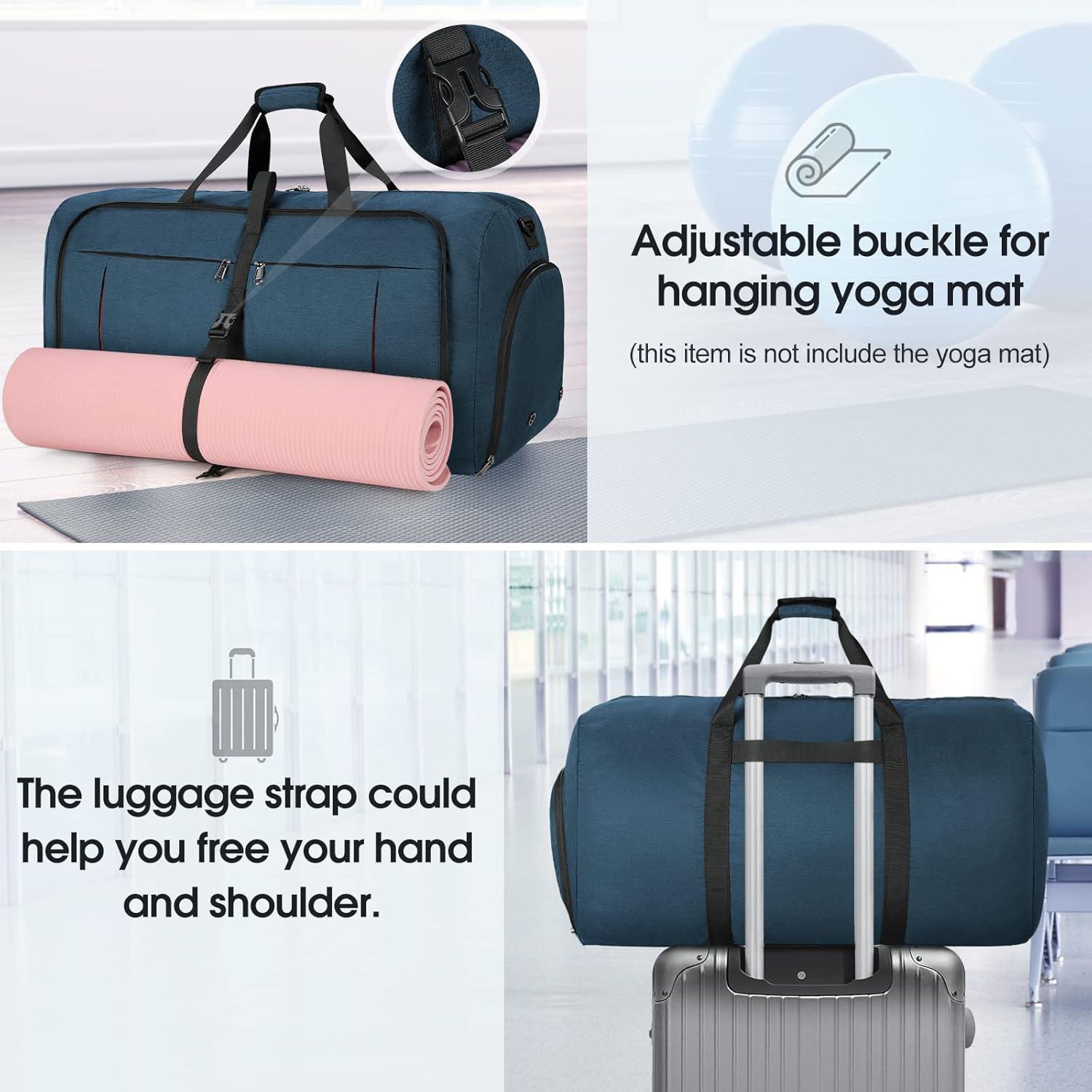 Faltbare Reisetasche 65L Sporttasche Damen Herren Handgepäck Blau