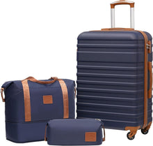 ABS Hartschalen Trolley Koffer Set 3tlg Blau/Braun