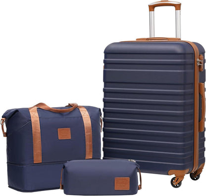 ABS Hartschalen Trolley Koffer Set 3tlg Blau/Braun
