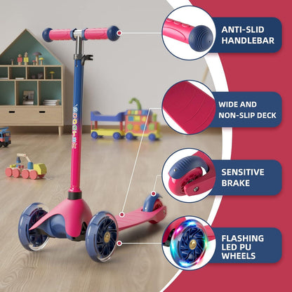 Kinder Roller mit LED Rädern, Richtungssperre, verstellbare Lenkerhöhe