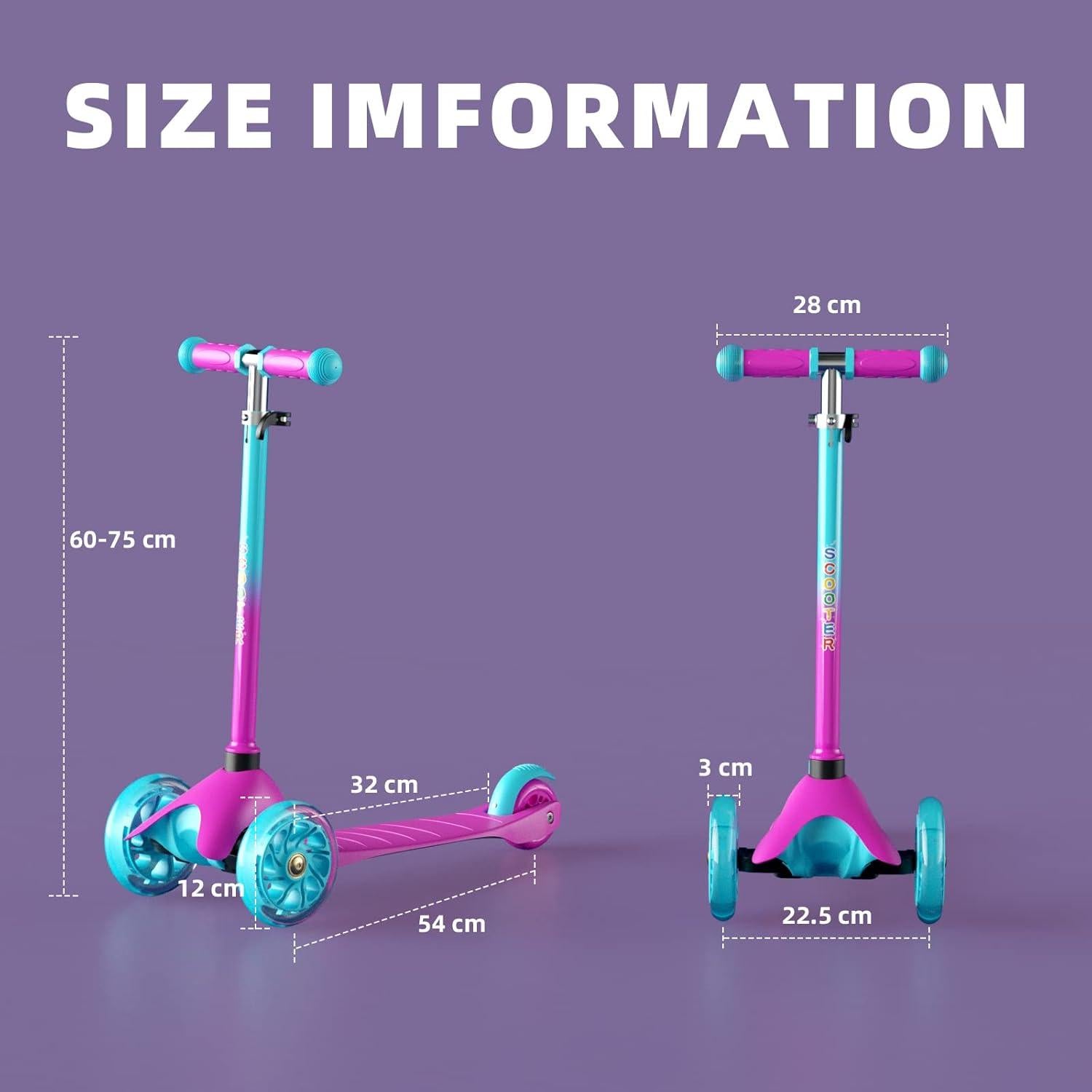 Kinderroller 3 LED Räder Richtungssperre höhenverstellbar 50 kg A-Rosa