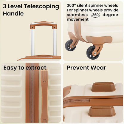 COOLIFE ABS Hartschalen Trolley Handgepäck-Set 3tlg in Blau/Braun