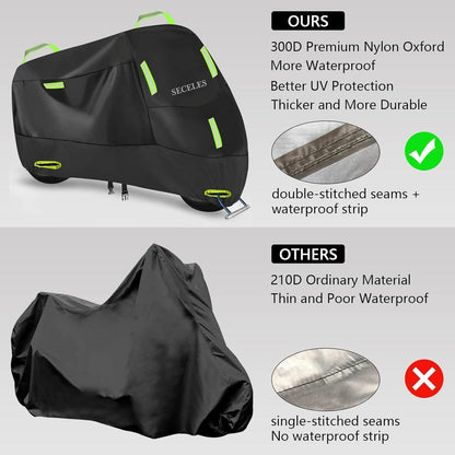 Motorrad Abdeckplane 300D Wasserdicht Outdoor Winterfest 220x95x110 cm