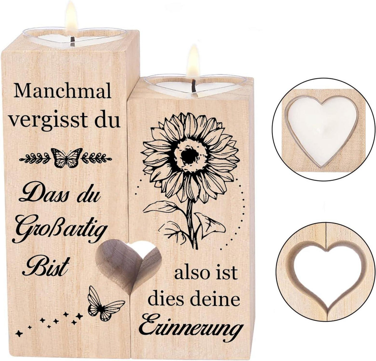 Kerzenhalter aus Holz - Geschenk für Frauen - Geburtstag, Weihnachten, Valentinstag