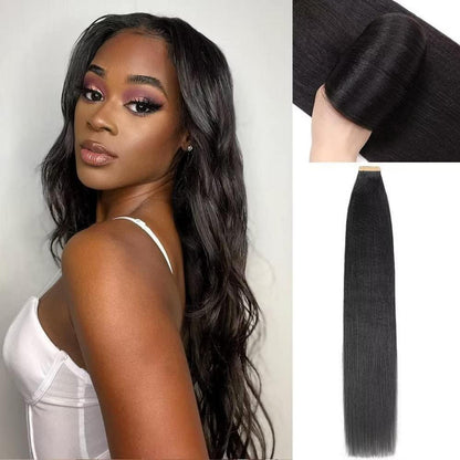 Echthaar Tape Extensions 22 Zoll Schwarz Yaki Straight