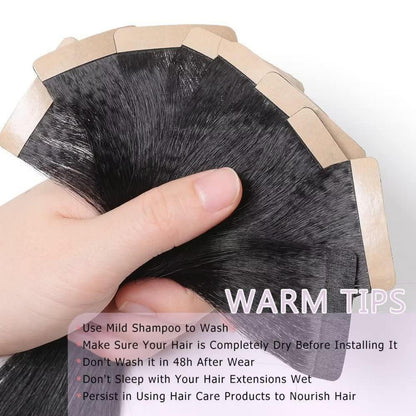 Echthaar Tape Extensions 22 Zoll Schwarz Yaki Straight