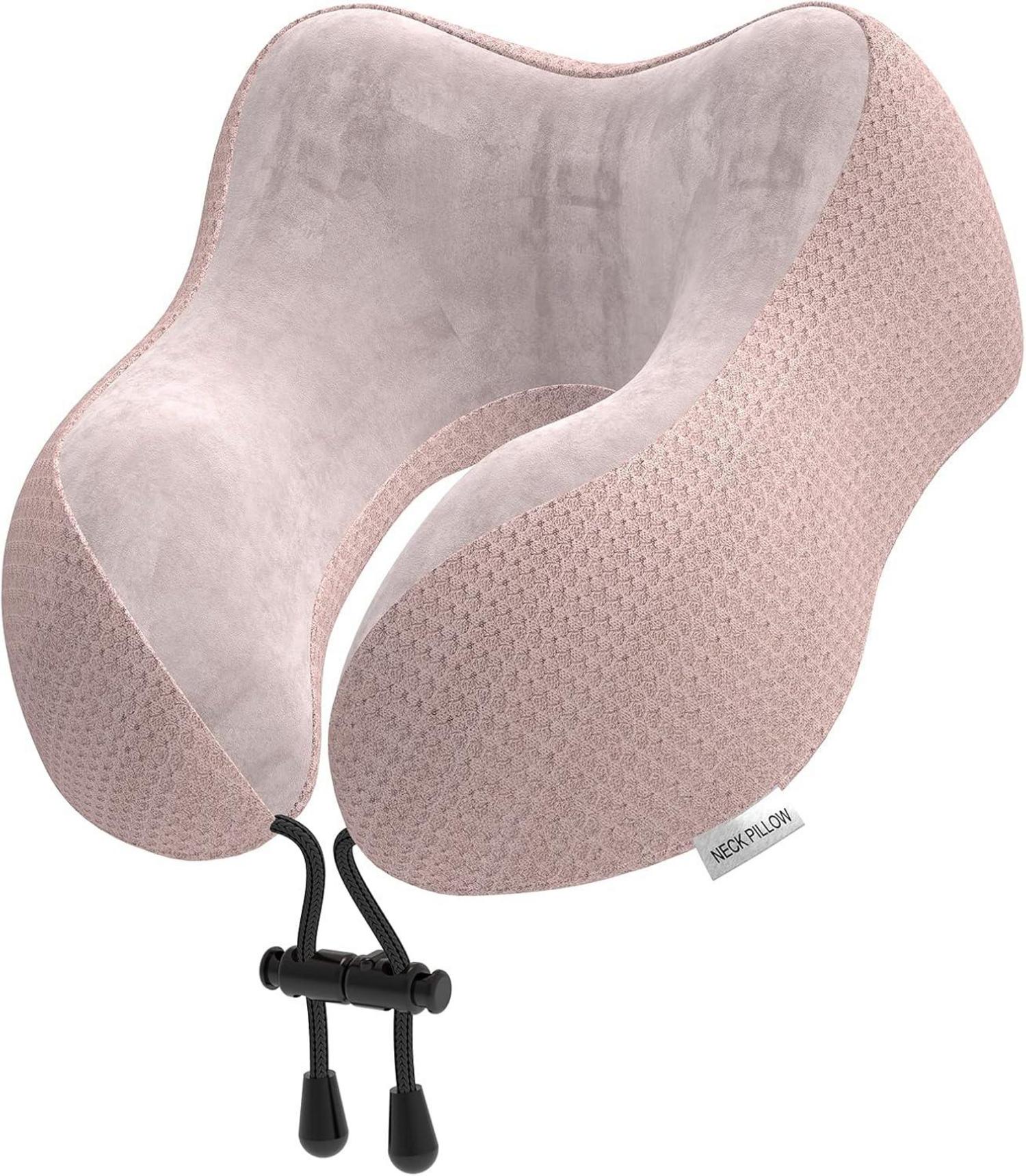 Nackenkissen Flugzeug Reisekissen Memory Foam samtweicher Bezug Rosa