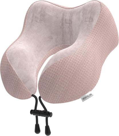 Nackenkissen Flugzeug Reisekissen Memory Foam samtweicher Bezug Rosa