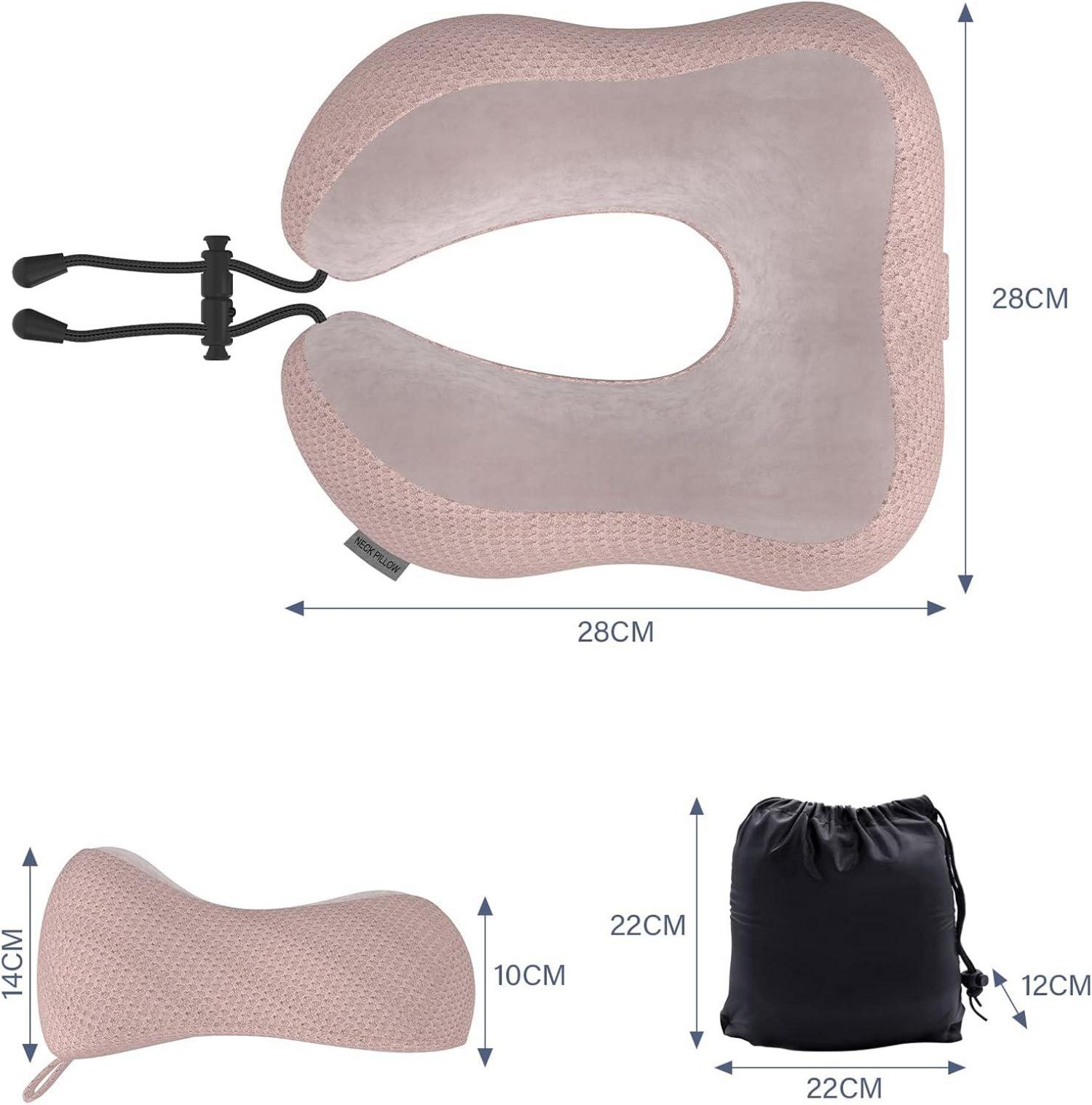 Yomisee Nackenkissen Memory Foam Reisekissen samtweicher Bezug Rosa