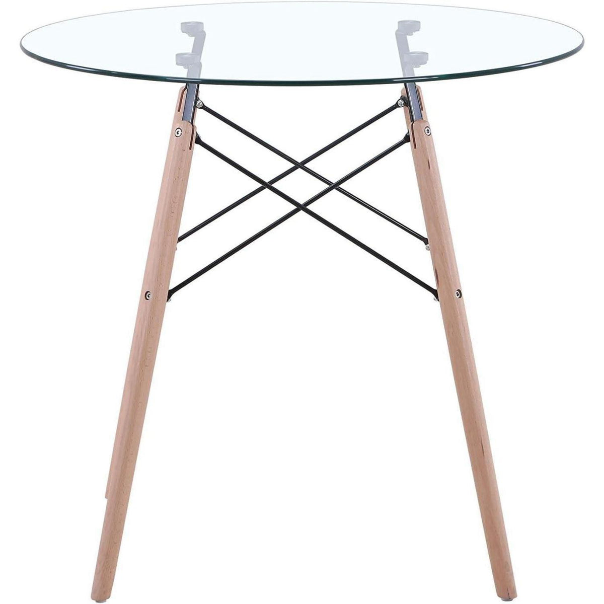 Runder Esstisch Set Grau & Glas | 4 Esszimmerstühle Skandinavisch