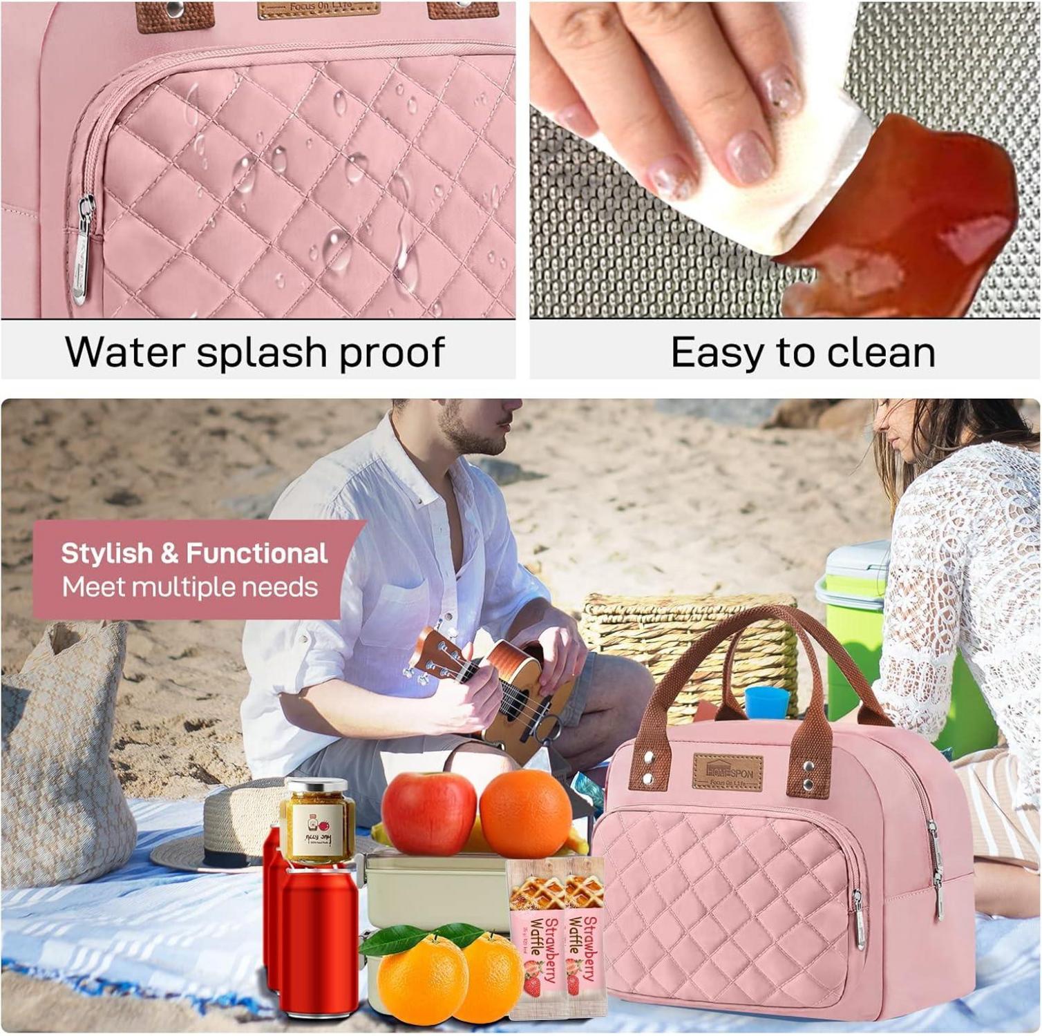 Isolierte Lunchtasche für Erwachsene Rosa Kühltasche Lunchbox