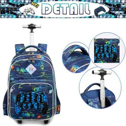 Schultrolley Rucksack mit Rollen für Kinder – Blau