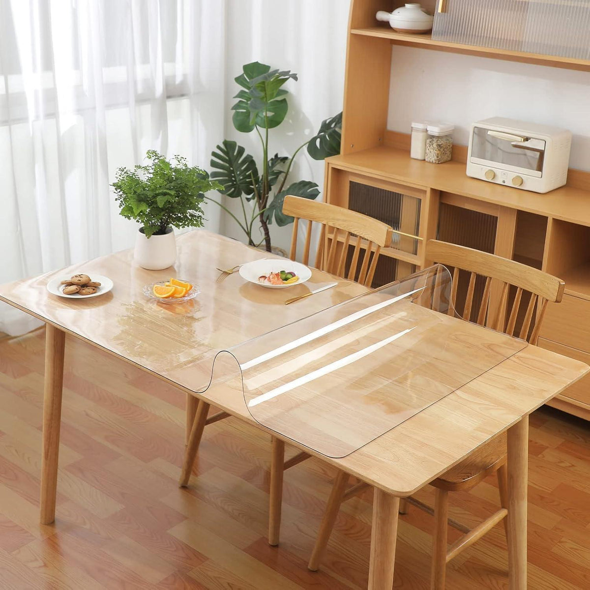 Transparente Tischdecke 90x180 cm – PVC Tischfolie mit abgerundeten Ecken