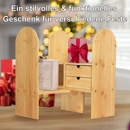 Kleines Bücherregal aus Bambus mit verstellbarem Tischregal
