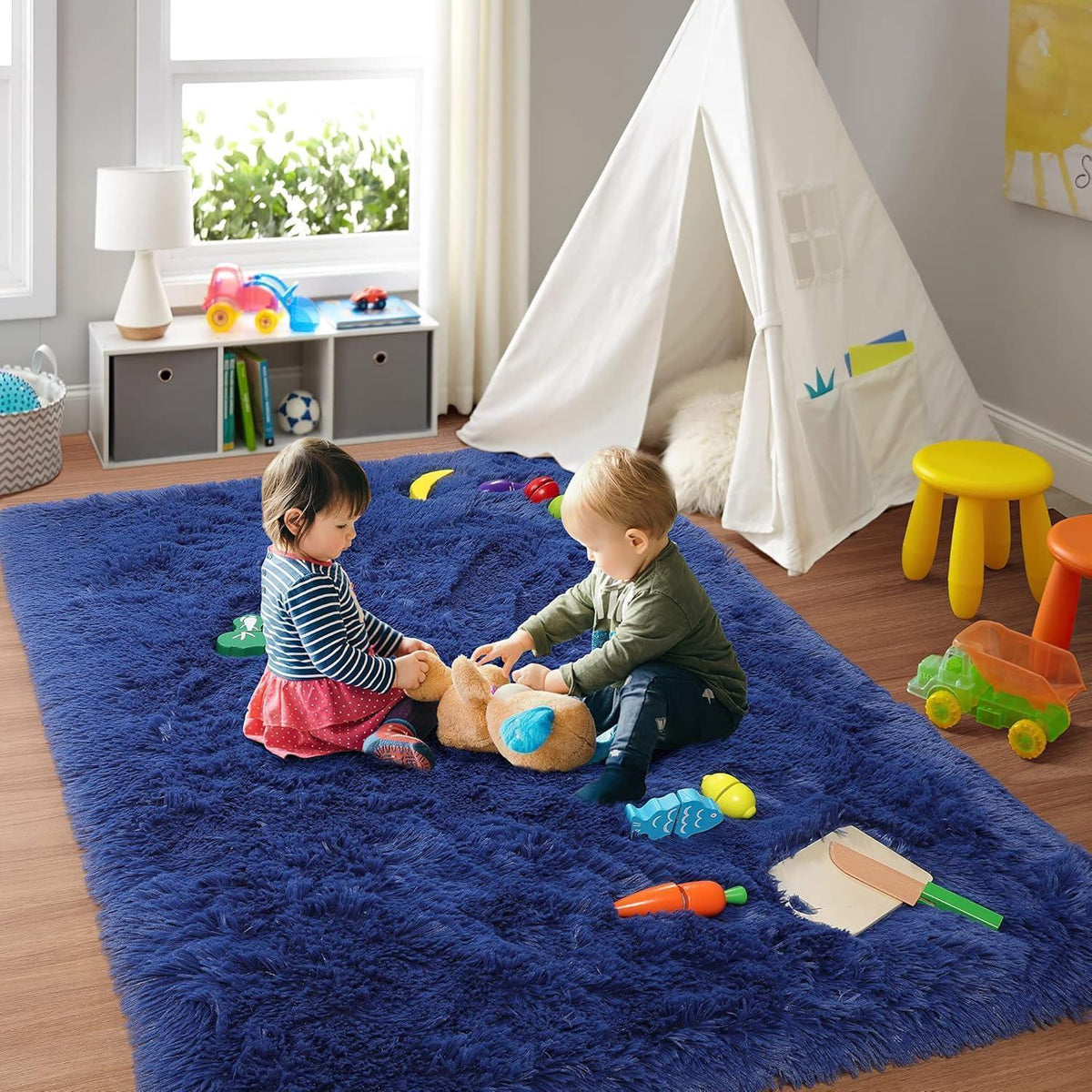 Weicher Hochflor Shaggy Teppich 200x300 cm Blau