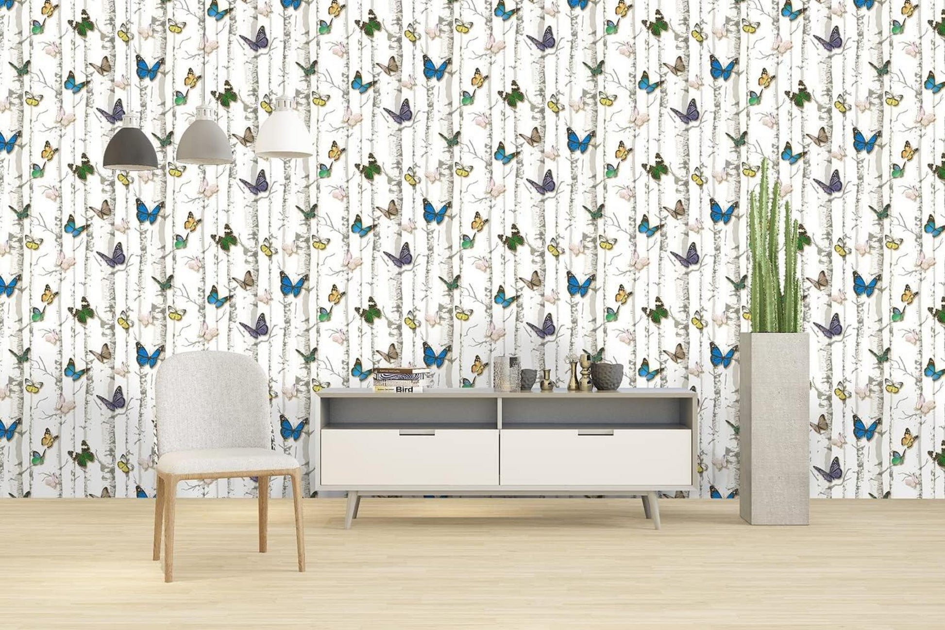 Selbstklebende Schmetterling Tapete Weiß PVC Vinyl Möbelfolie 0.4W x