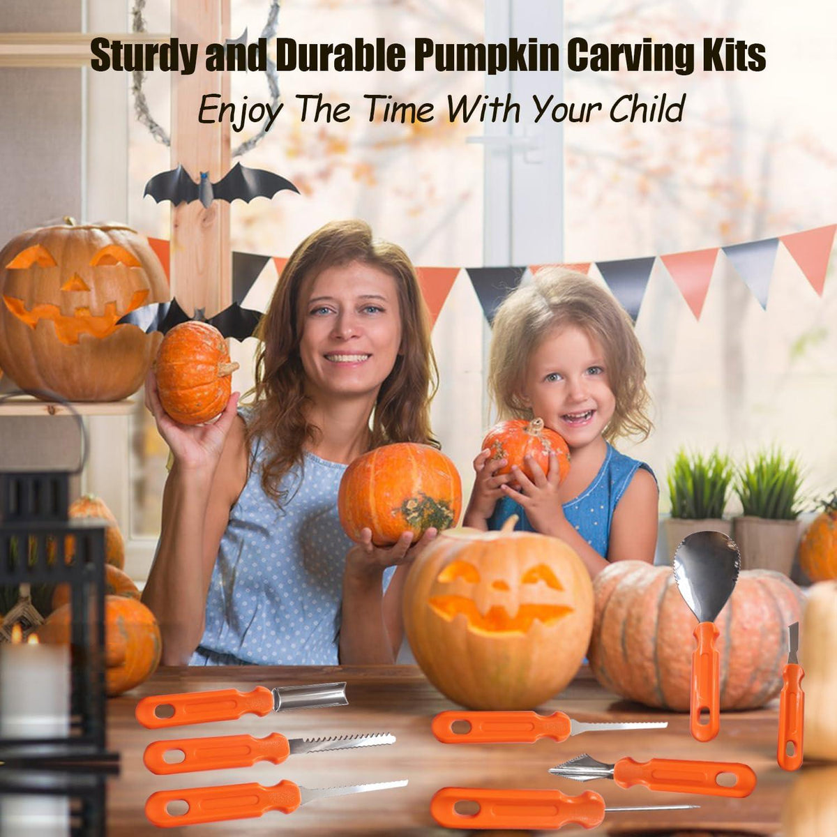 Halloween Kürbis Schnitzset 7tlg DIY Deko Edelstahl Kinder Familie