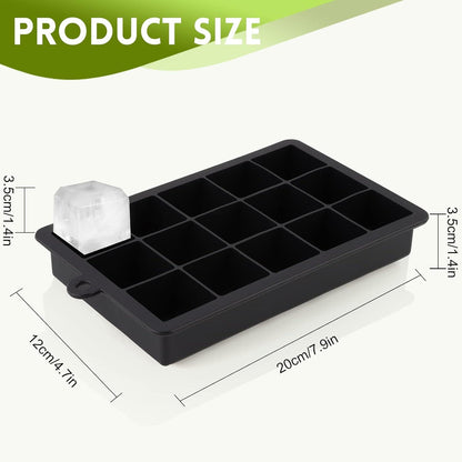 Eiswürfelform Silikon 3er-Pack mit Deckel Schwarz