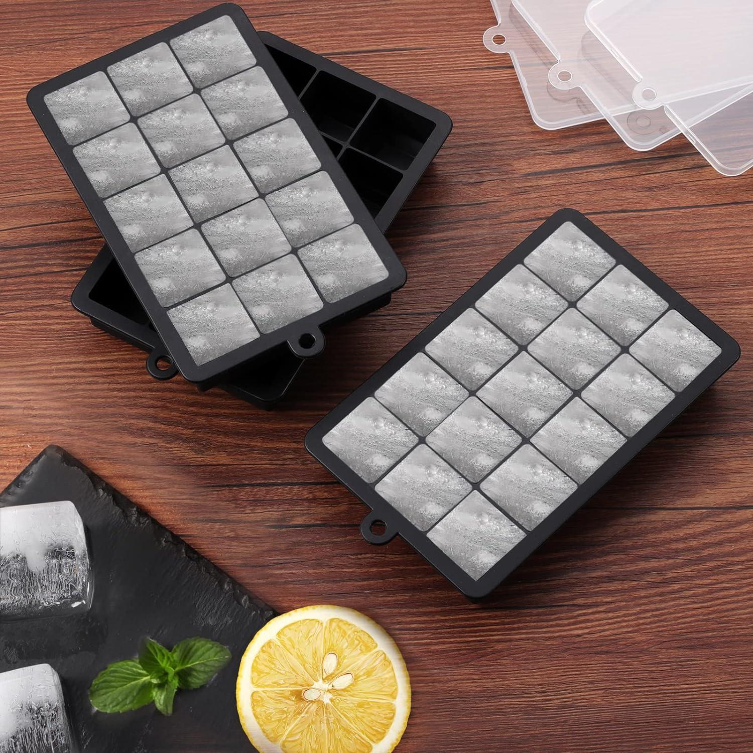 Eiswürfelform Silikon 3er-Pack Eiswürfelbehälter XXL mit Deckel