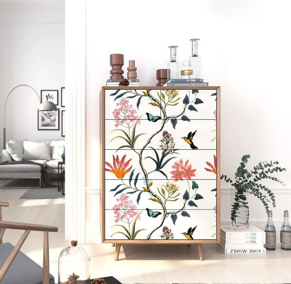 Selbstklebende Tapete Blume PVC Vinyl Wandpapier 44cm x 1000cm