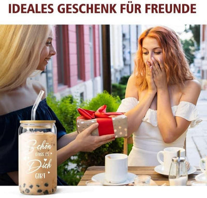 Juratar Cocktailgläser mit Deckel und Strohhalm - Bleifreie