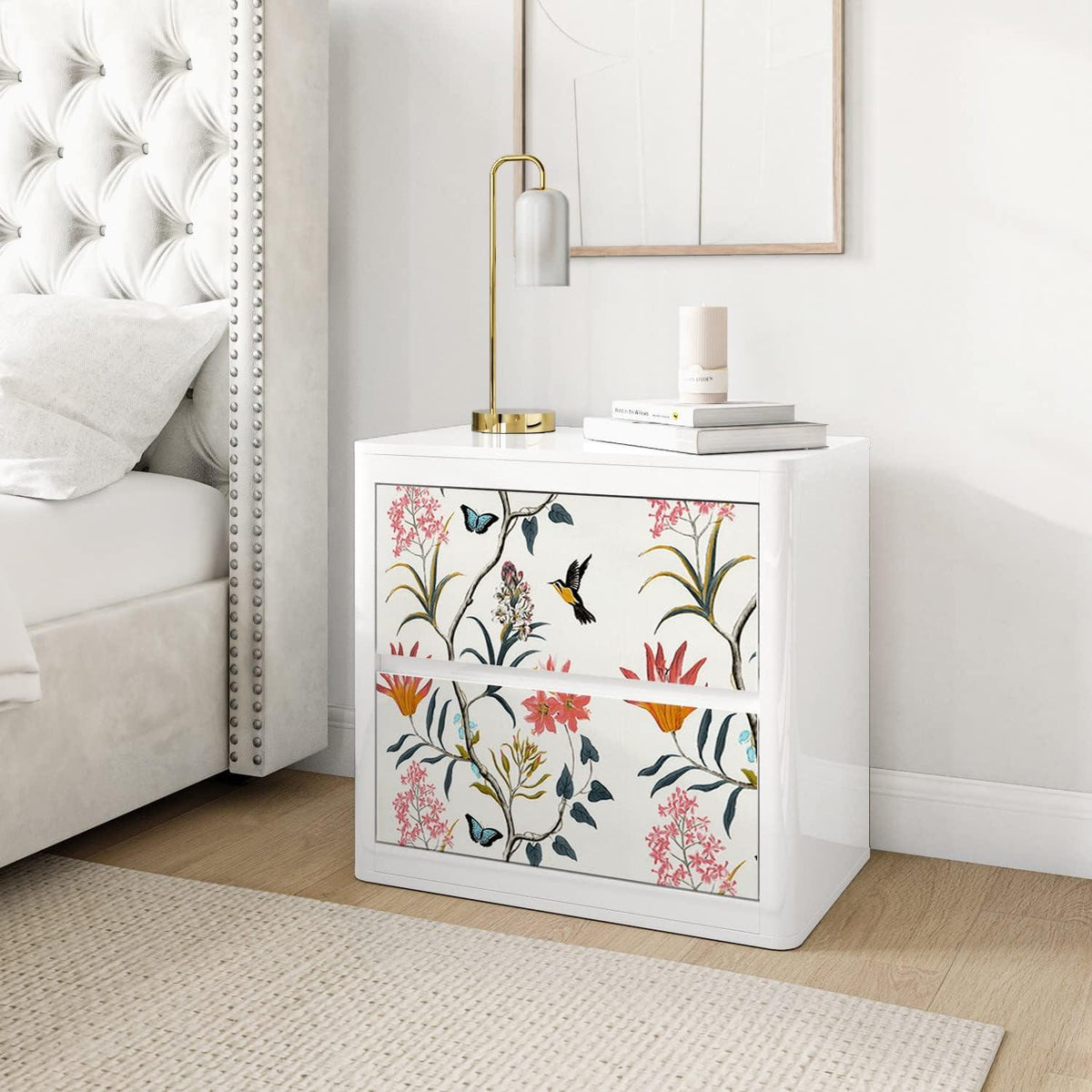 Selbstklebende Blumen Tapete PVC Vinyl Möbelfolie 44x1000cm