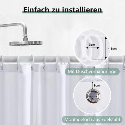 Duschvorhang 180x180 cm Anti-schimmel PVC Antibakteriell Vorhang