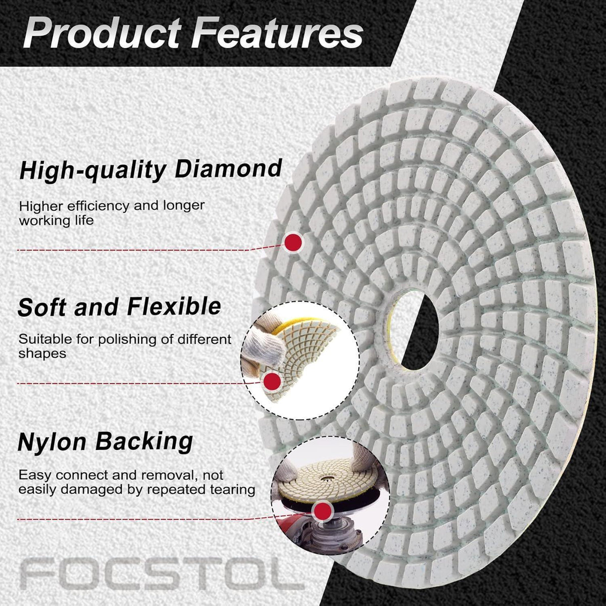 Diamant Polierscheiben 100mm Körnung 200 für Granit & Marmor