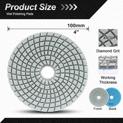 Diamant Polierscheiben 100mm #400 Nass für Granit Marmor