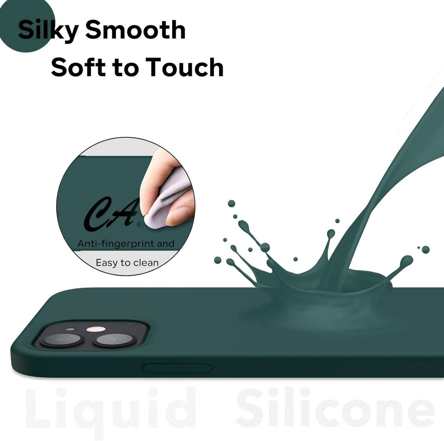iPhone 12/12 Pro Silikonhülle 360° Schutz Olivgrün