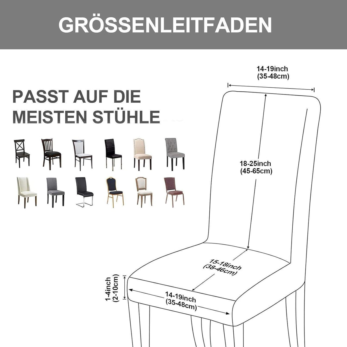 Stretch Stuhlhussen 4er Set – Beige | Abnehmbar & Waschbar